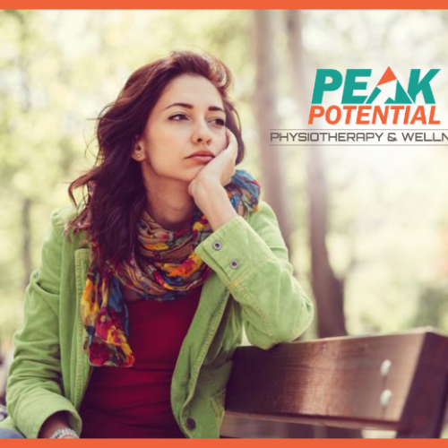 Peak Potential Logo with Woman Sitting On Bench